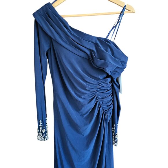 Mac Duggal Navy One-Shoulder Maxi Dress - Picture 3 of 11
